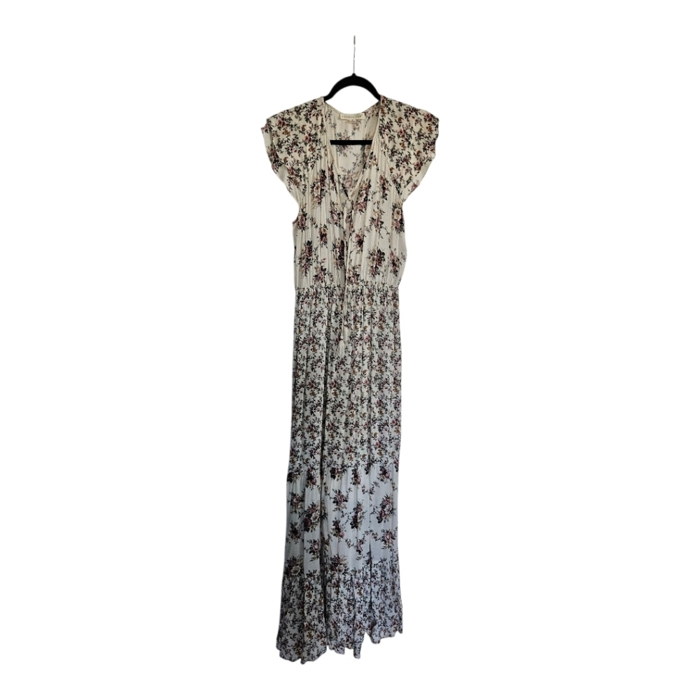 LOVESTITCH Maxi Floral Dress - Cream, Pinks, Reds, Greens